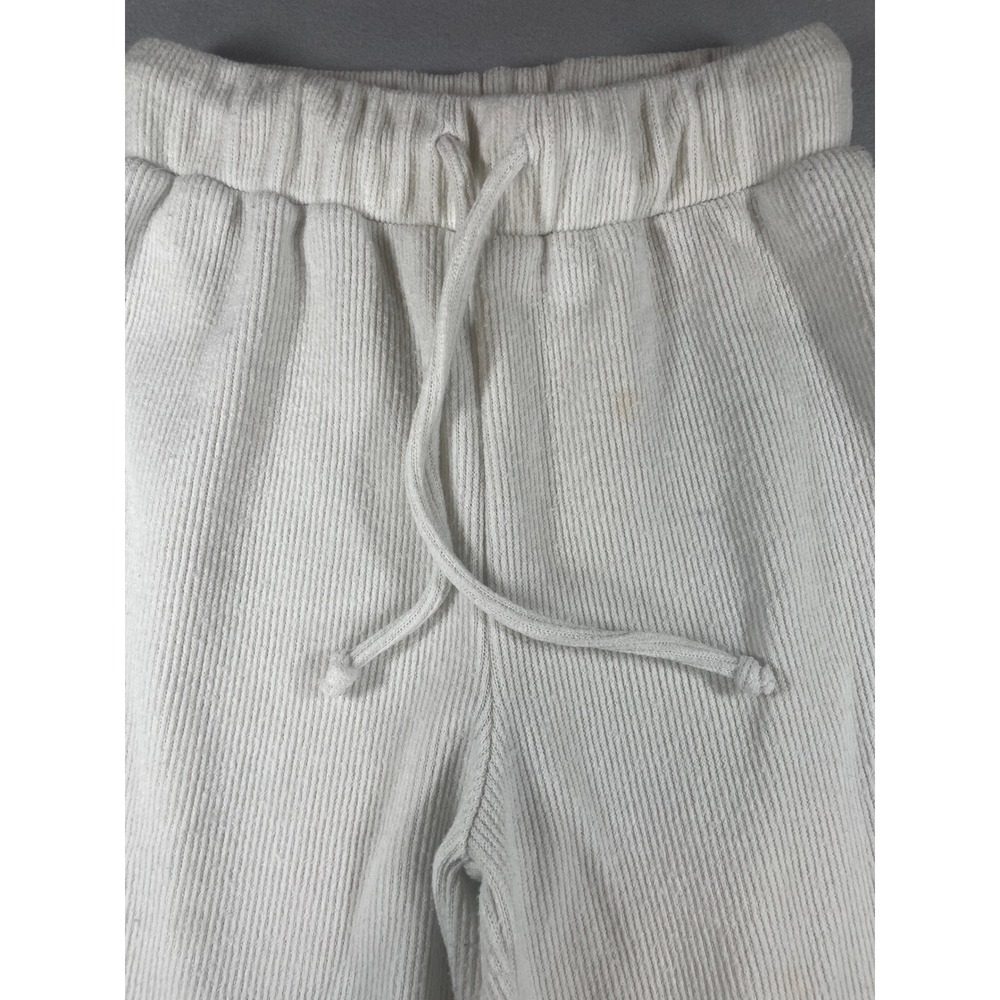 GB Women Off White Ribbed Knit Wide Leg Drawstring Lounge Pants XS - Picture 7 of 8